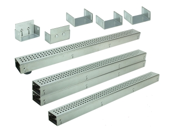 Edelstahlentwässerungsrinnen Bauhöhe 60 bis 80mm, Rost Quadratlochung SET Typ 4